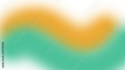 Konstfotografi Smooth abstract curved wave blending orange and mint green tones with soft glow, isolated on a transparent background