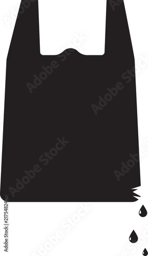Black plastic bag with dripping liquid icon