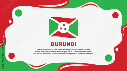 Burundi Flag Abstract Background Flat Design Template. Burundi Independence Day Banner Wallpaper Vector Illustration. Burundi Cartoon