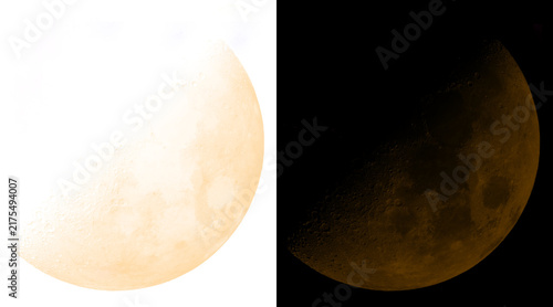 Foto Lunar eclipse moon phases on white and black backgrounds, orange glowing celesti