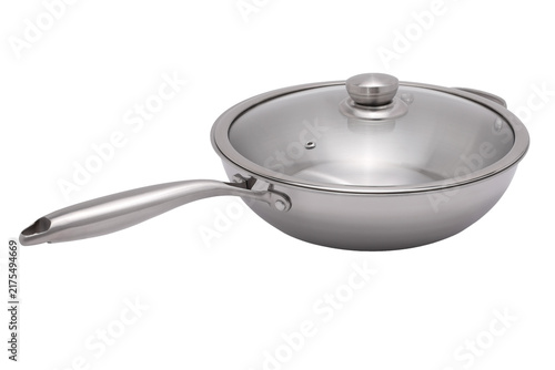 Modern stainless steel wok with helper handle for versatile cooking