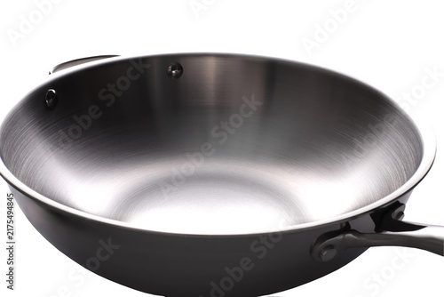 Modern stainless steel wok with helper handle for versatile cooking