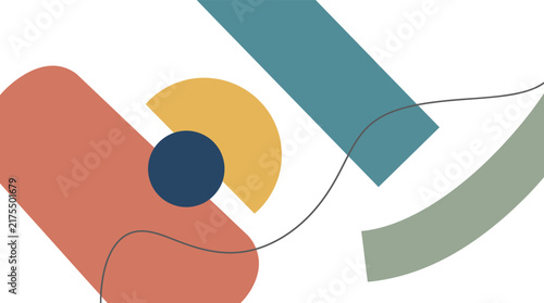 Minimalist Geometric Abstract Composition with Organic Shapes and Flowing Lines for Modern Graphic Design Projects and Artistic Backgrounds