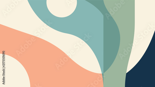 Minimalist Abstract Background With Organic Shapes and Soft Pastel Color Palette Featuring Modern Geometric Curves and Fluid Composition