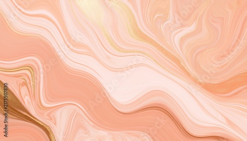 Soft Peach And Cream Liquid Marble Texture Background With Elegant Gold Veins Abstract Flowing Acrylic Paint Wallpaper