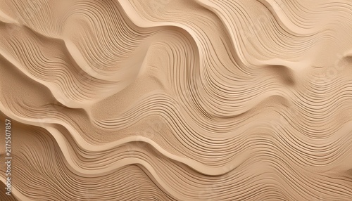 Beige Plaster Wall Texture Background With Organic D Stroke Waves And Copy Space