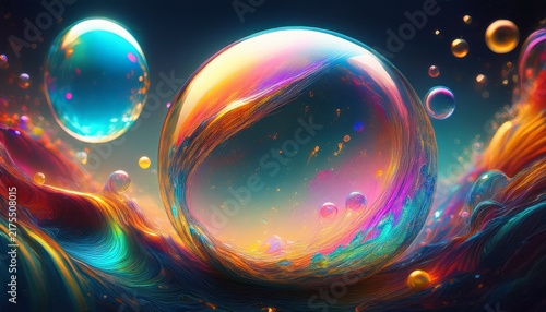 Abstract Colorful Bubble And Light Reflection Art
