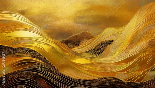 Golden Textured Abstract Landscape