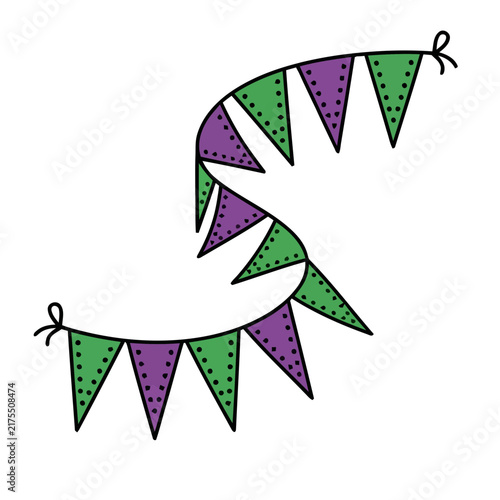 Purple and Green Bunting Flags