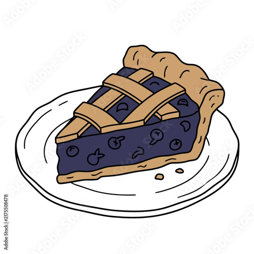 Slice of blueberry pie on a plate