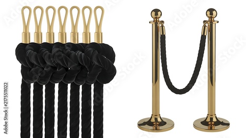 Luxury Gold Stanchion Posts and Black Velvet Crowd Control Ropes Set for Exclusive Event Access