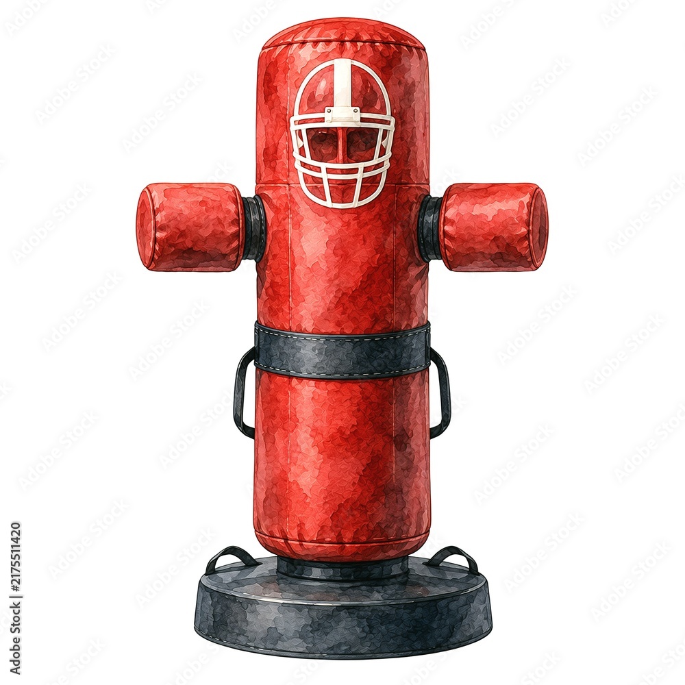 Fototapeta premium Watercolor Football Blocking Dummy Clipart - Isolated Clipart for Cozy Autumn Season 