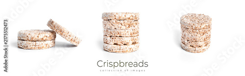 Foto Crispbreads isolated on white background. Rice cakes isolated.