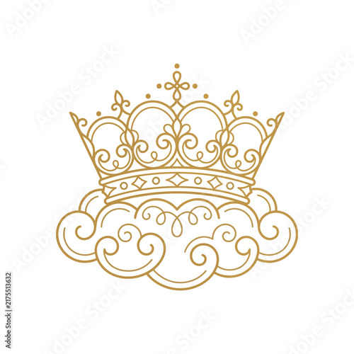 Elegant Gold Crown Icon with Ornate Swirls