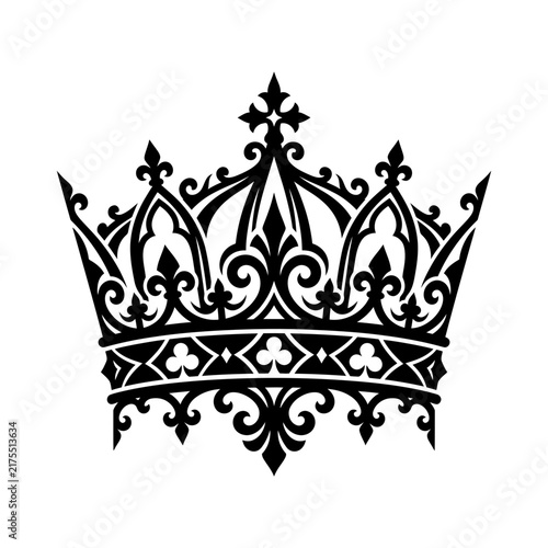 Black Silhouette Ornate Gothic King Crown Isolated