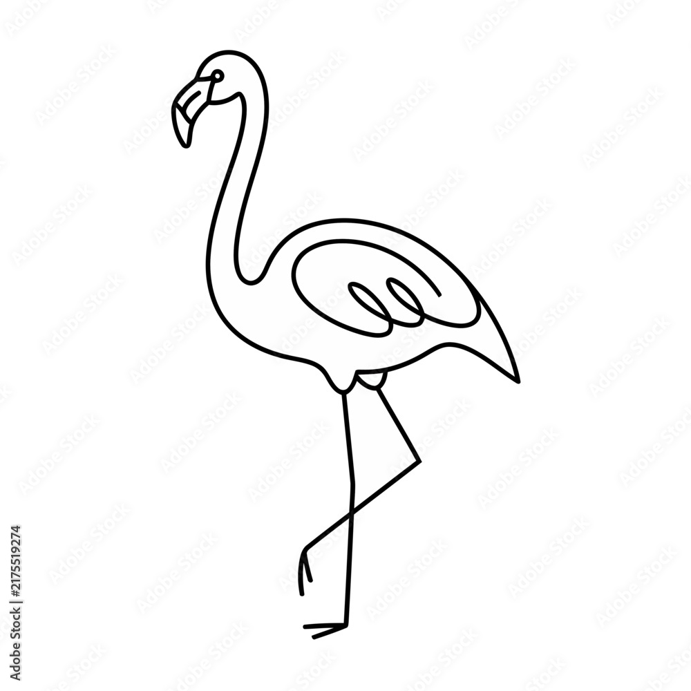 Fototapeta premium Flamingo line art