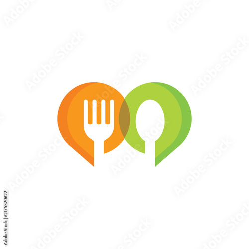 Minimalist Food Chat Restaurant Location Logo