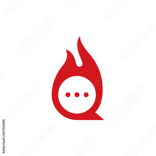 Red Flame Speech Bubble Icon