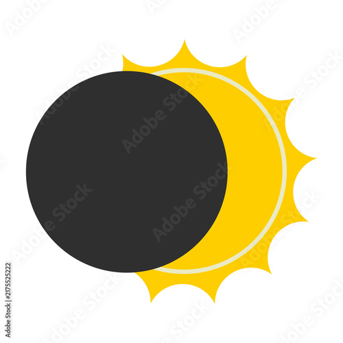 Obraz na plátně Solar eclipse icon showing a partial sun obstruction isolated on a white backgro