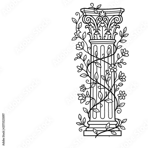Column with floral vine decoration