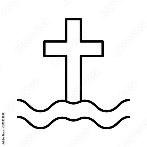Cross symbol in water