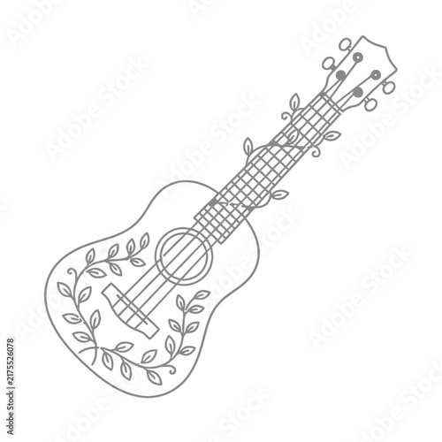 Ukulele with floral vine decoration