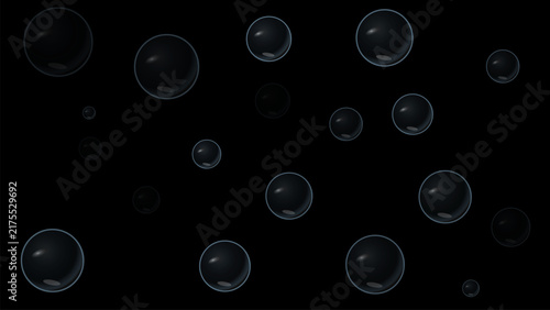Bild auf Leinwand Floating water bubbles with transparent liquid spheres in realistic digital vect