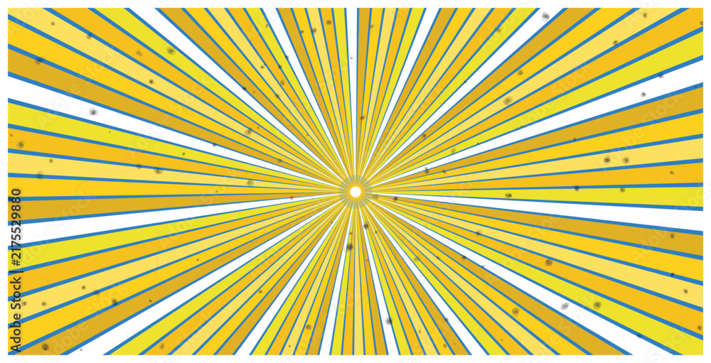 Fototapeta premium Sunburst pattern with yellow and blue rays, grunge texture.