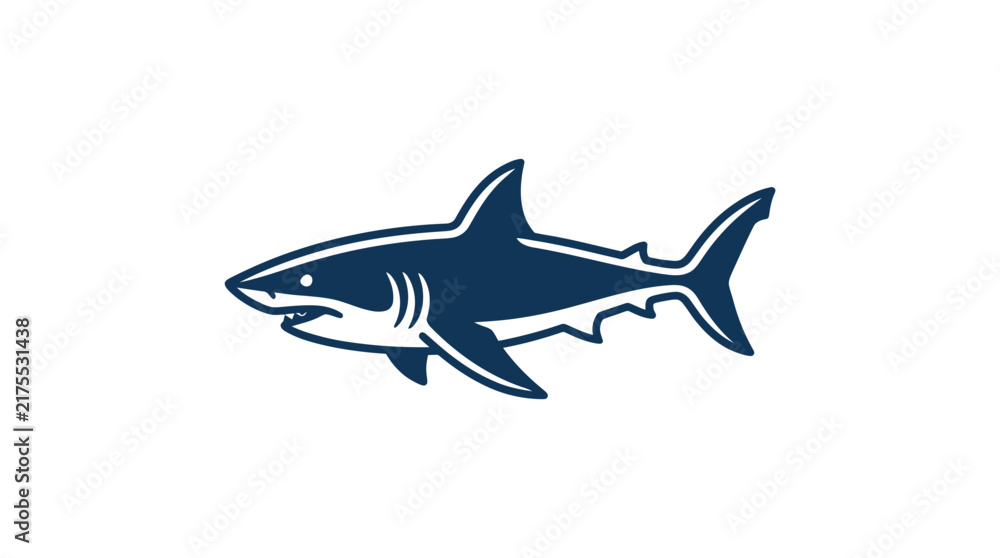 Naklejka premium Modern shark silhouette line art logo.