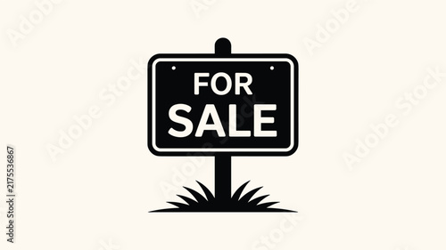 Real estate for sale yard sign vector illustration on grass.