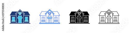 Retirement Home Multiple Style Icon Set Collection Pack Web Banner Vector 