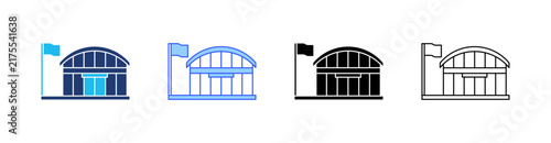 Exhibition Hall Multiple Style Icon Set Collection Pack Web Banner Vector 