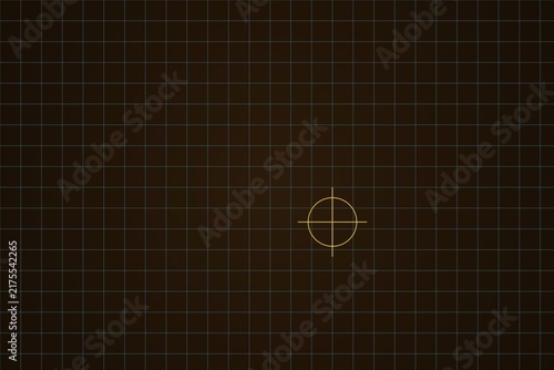 Minimalist digital grid background with glowing golden circular crosshair.