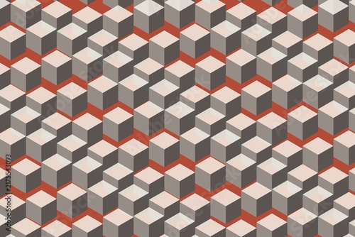 Фотография Seamless isometric pattern of three dimensional cubes on rust background
