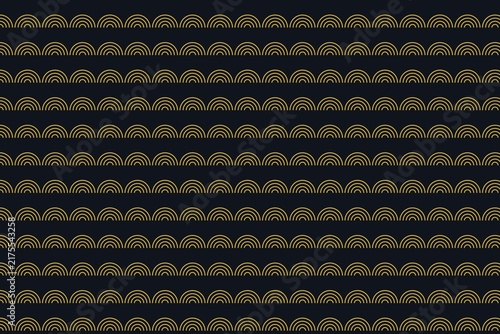 Seamless pattern with golden semicircles on dark background for design.