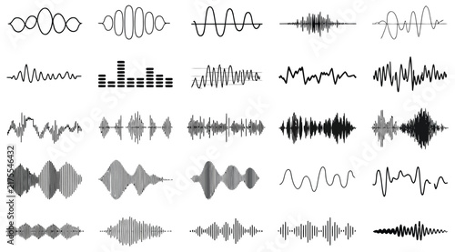 фотографія Audio waveform sound frequency visualizer elements for music production and digital media analysis