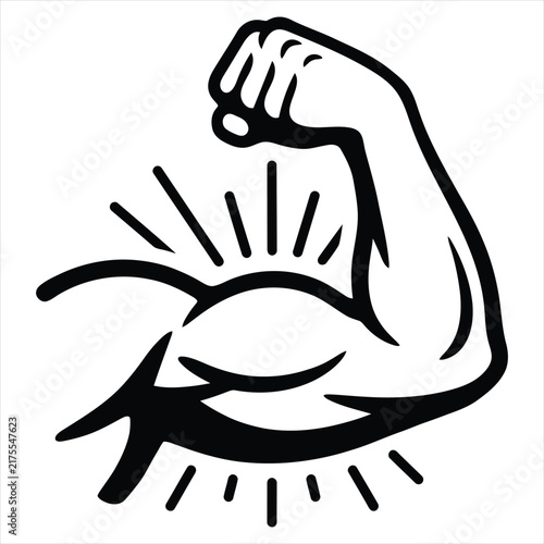 Bild auf Leinwand Strong bicep muscle flexing icon showing fitness power and strength symbol graph