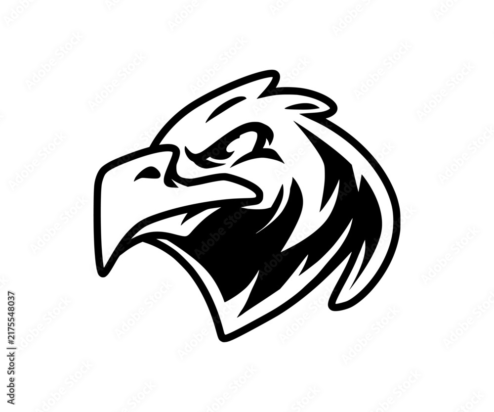 Naklejka premium Angry crow bird mascot head vector illustration isolated on white background