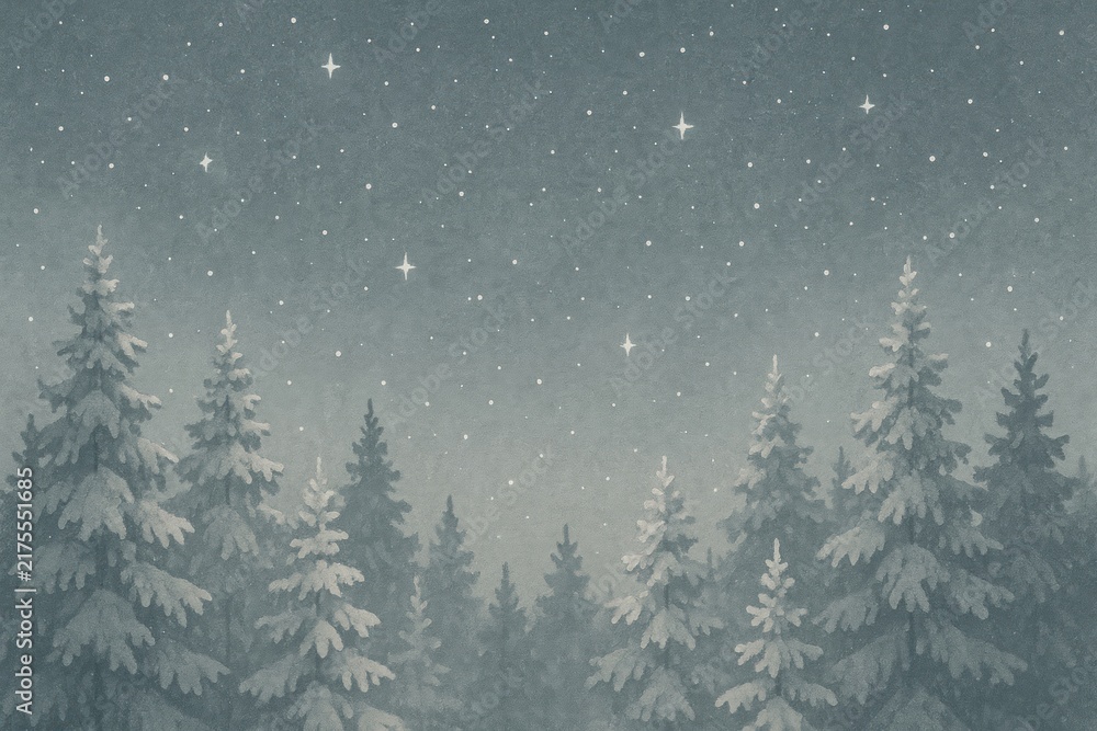 Fototapeta premium Serene snowy forest night