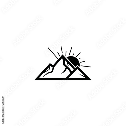 Sunrise over mountain peak logo