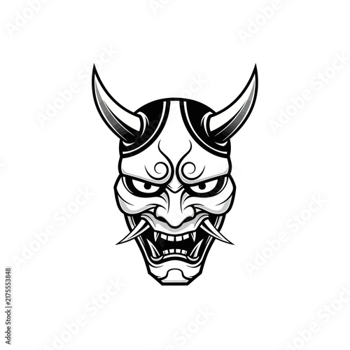 Traditional Japanese Oni mask illustration