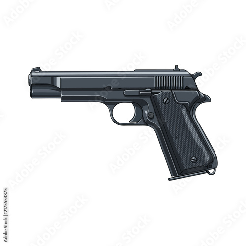 Foto Semi Automatic Handgun Pistol Vector Illustration