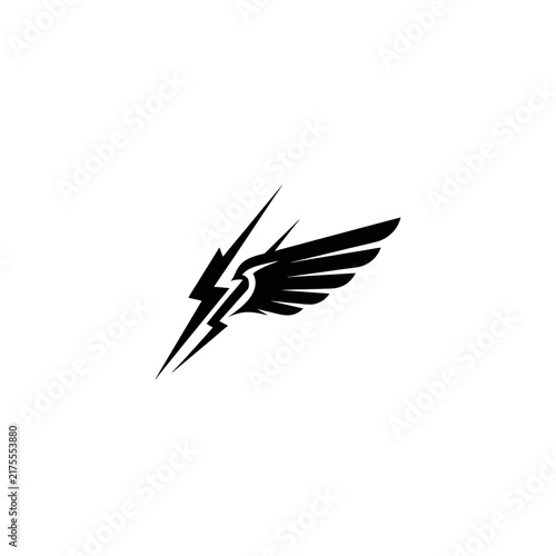 Winged lightning bolt isolated