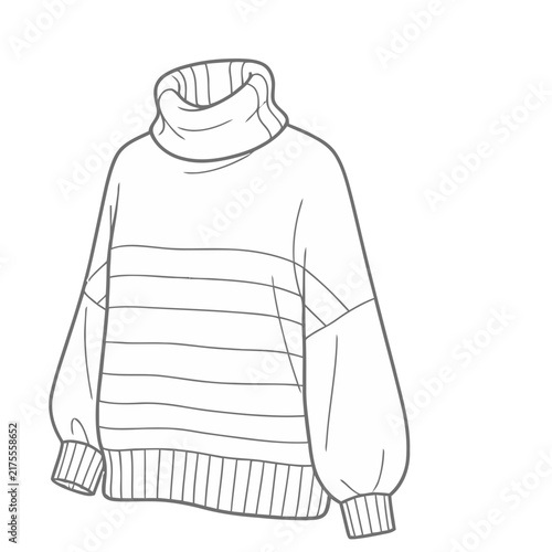 Striped Turtleneck Sweater Line Art