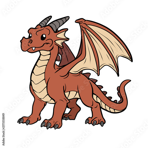 Foto Cute cartoon red dragon mythical fantasy creature illustration isolated on trans