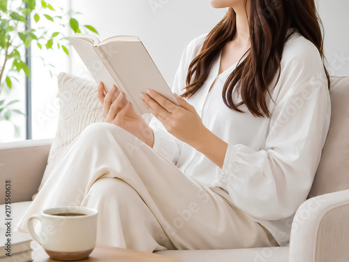 Plakat 本を読む日本人女性
