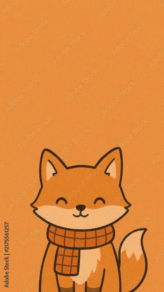 Obraz premium Cute fox in orange scarf mobile wallpaper