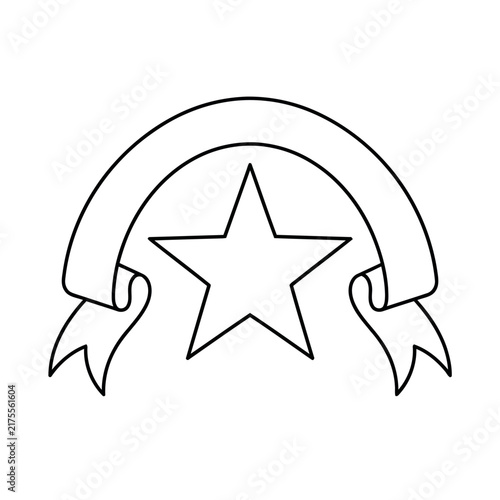 Star and Ribbon Outline