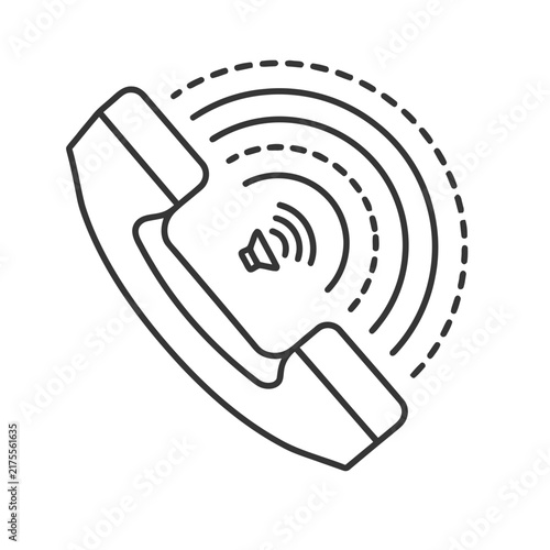 Telephone handset with sound waves icon