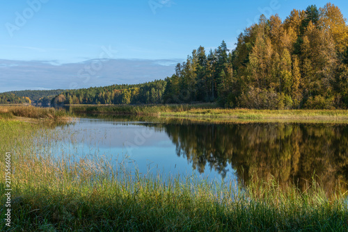 Ladoga Skerries National Park near the village of Lumivaara on a sunny autumn day, Republic of Karelia, Russia